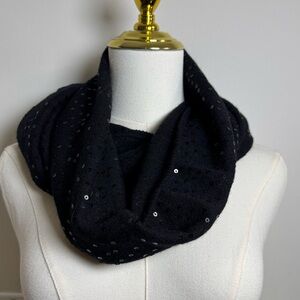 🖤 Ply Cashmere Black Sequin Infinity Scarf / Loop Neck Wrap Like New